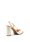 Lodi Sermon Colour Block High Block Heel Shoes, Peach & Cream