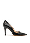 Lodi Sintel Leather Croc Court Shoes, Black