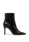 Lodi Soisa Leather Croc Heeled Boots, Black