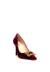 Lodi Sobri Textured Velvet Gem Brooch Court Shoes, Wine