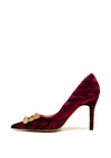 Lodi Sobri Textured Velvet Gem Brooch Court Shoes, Wine