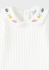 Mayoral Long-Sleeved Top with Floral Embroidery, White