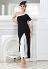 Luis Civit Wrap Dress & Trouser Outfit, Black & White