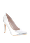 Lunar Metallic Pointed Toe Heeled Shoes, Silver