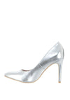 Lunar Metallic Pointed Toe Heeled Shoes, Silver