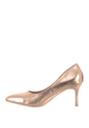 Lunar Metallic Pointed Toe Low Heeled Shoes, Rose Gold