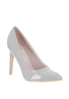 Lunar Patent Pointed Toe Heeled Shoes, Grey