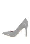 Lunar Patent Pointed Toe Heeled Shoes, Grey