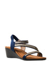Lunar Sofia Diamante Wedged Sandals, Navy