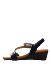 Lunar Sofia Diamante Wedged Sandals, Navy