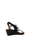 Lunar Sofia Diamante Wedged Sandals, Navy