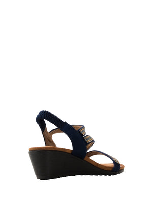Lunar Sofia Diamante Wedged Sandals, Navy