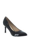 Lunar Patent Pointed Toe Mid Heel Shoes, Black