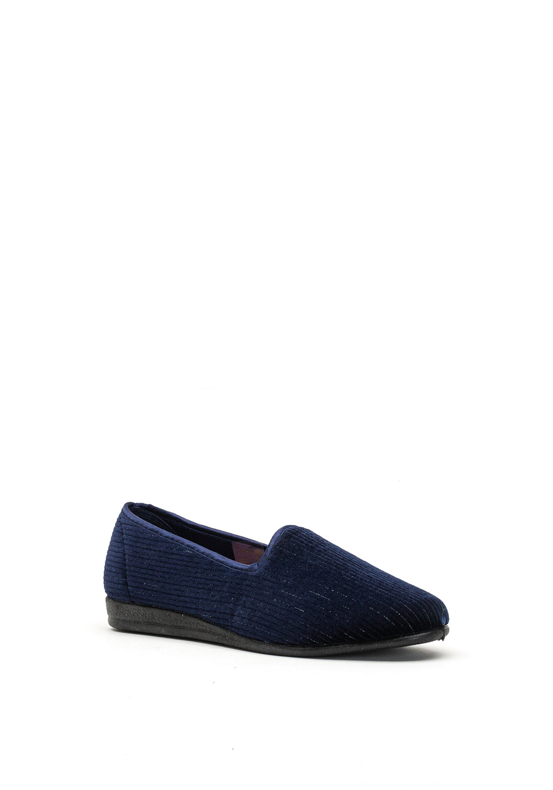 Lunar Velvet Metallic Striped Slippers, Navy