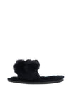Lunar Octavia Pom Pom Slip on Slippers, Black