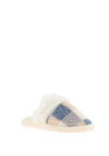 Lunar Kayden Check Faux Fur Trim Slipper, Blue