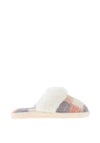 Lunar Kayden Check Faux Fur Trim Slipper, Pink