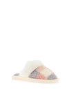 Lunar Kayden Check Faux Fur Trim Slipper, Pink