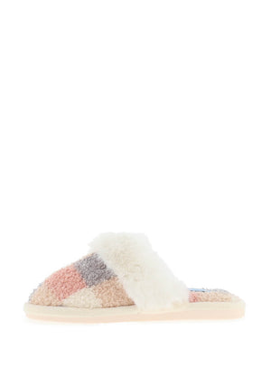 Lunar Kayden Check Faux Fur Trim Slipper, Pink
