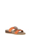Lunar Faux Leather Diamante Mules, Orange