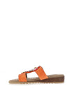 Lunar Faux Leather Diamante Mules, Orange