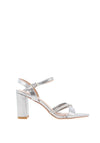 Lunar Brandie Metallic Strap Block Heel Sandals, Silver