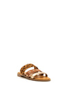 Lunar Animal Print Stud Slip on Sandals, Brown
