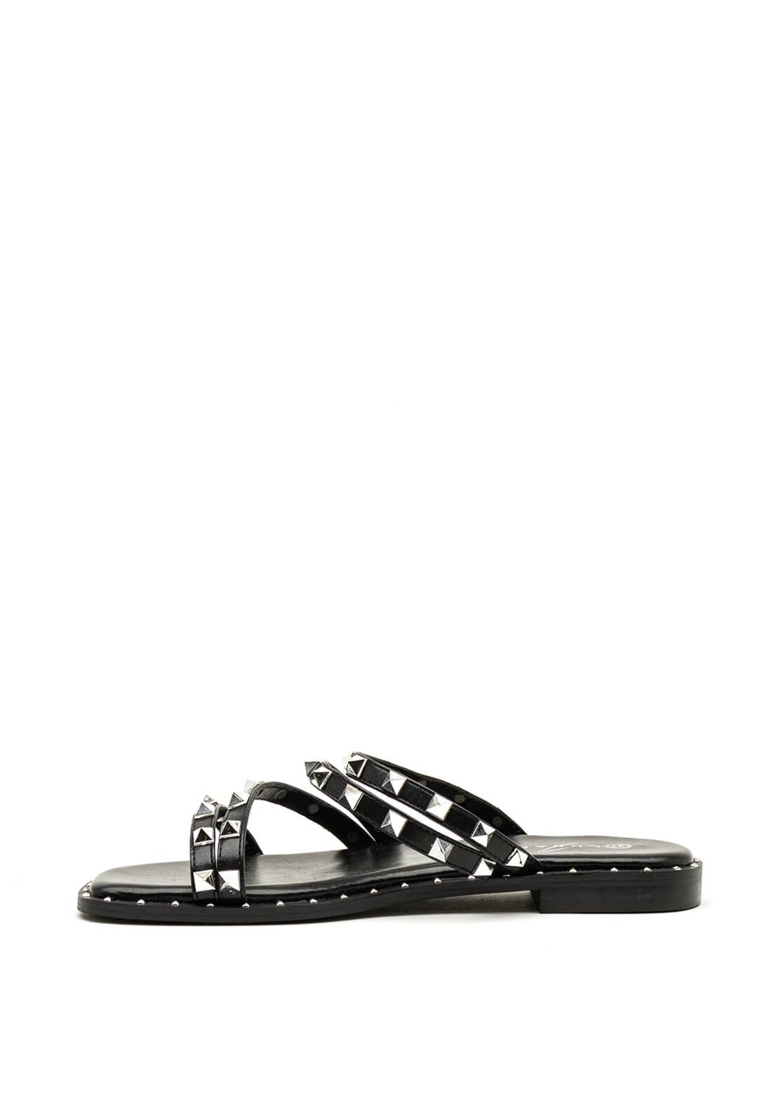 Lunar Sydney Stud Strap Slip on Sandals, Black
