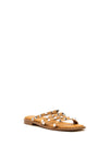 Lunar Sydney Stud Strap Slip on Sandals, Tan