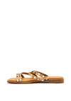 Lunar Sydney Stud Strap Slip on Sandals, Tan