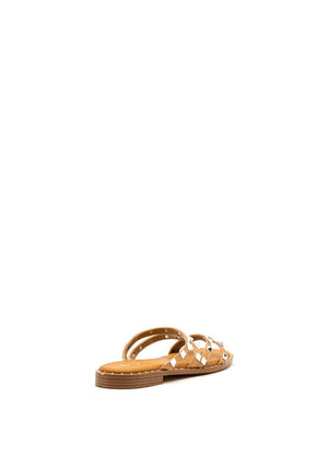 Lunar Sydney Stud Strap Slip on Sandals, Tan