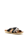 Lunar Josie Leopard Buckle Slip on Sandals, Black