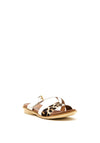 Lunar Josie Leopard Buckle Slip on Sandals, White