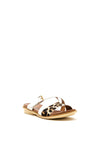 Lunar Josie Leopard Buckle Slip on Sandals, White