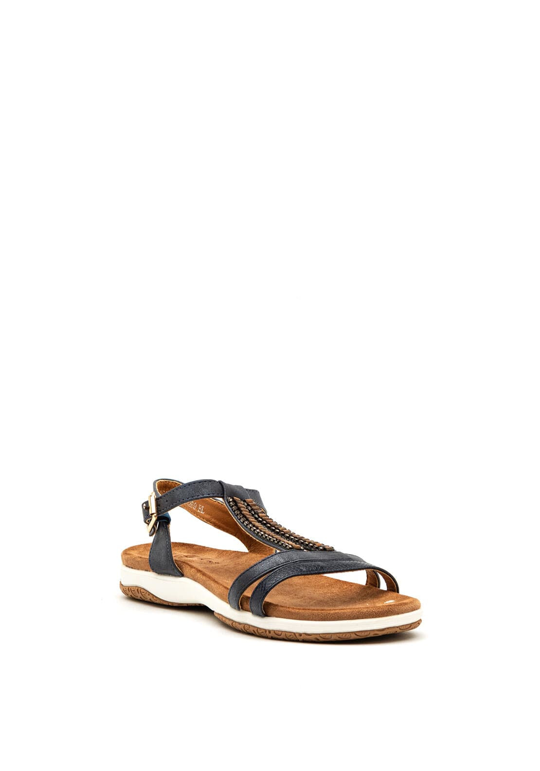 Lunar Perrie Embellished T-Bar Sandals, Navy