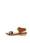 Lunar Lexi Leopard Velcro Sandals, Tan