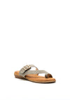 Lunar Buckle Strap Slip on Sandals, Grey