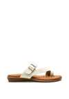 Lunar Buckle Strap Slip on Sandals, White