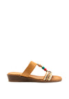 Lunar Ellery Embellished Slip on Sandals, Tan