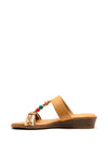 Lunar Ellery Embellished Slip on Sandals, Tan
