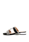 Lunar Fleur Reptile Strap Slip on Sandals, Black