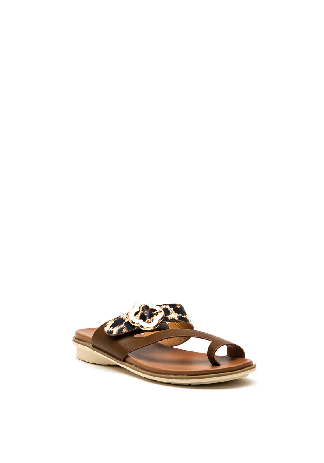 Lunar Larkin Leopard Toe Loop Sandal, Tan