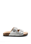 Lunar Kendal Metallic Leopard Print Slider Sandal, White