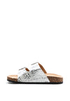 Lunar Kendal Metallic Leopard Print Slider Sandal, White
