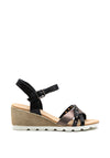 Lunar Cranmore Stud Strap Wedge Sandal, Black