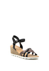 Lunar Cranmore Stud Strap Wedge Sandal, Black
