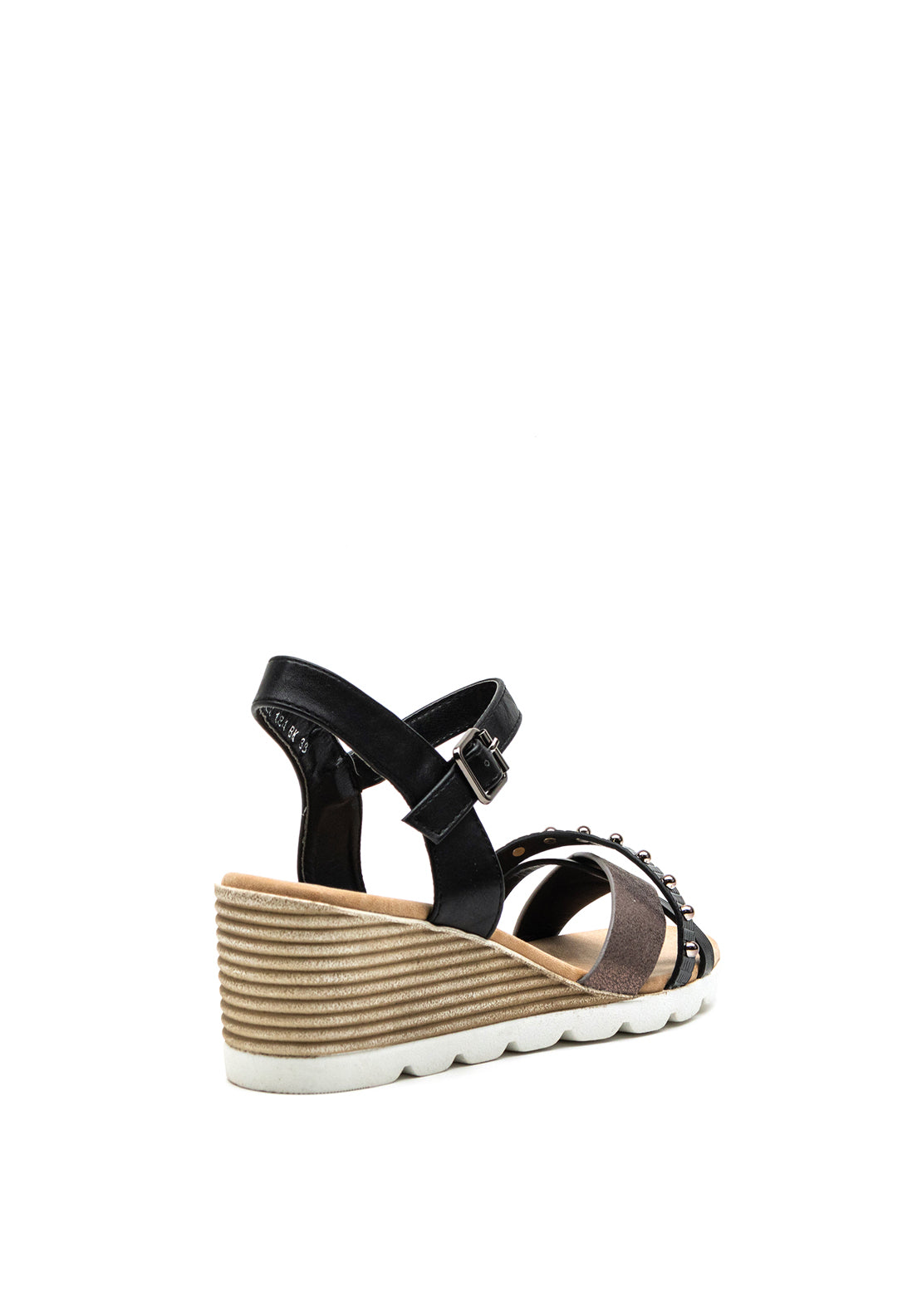Lunar Cranmore Stud Strap Wedge Sandal, Black
