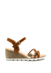 Lunar Cranmore Stud Strap Wedge Sandal, Tan