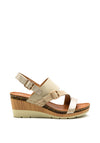 Lunar Dillon Faux Leather Wedge Sandal, Beige