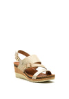 Lunar Dillon Faux Leather Wedge Sandal, Beige